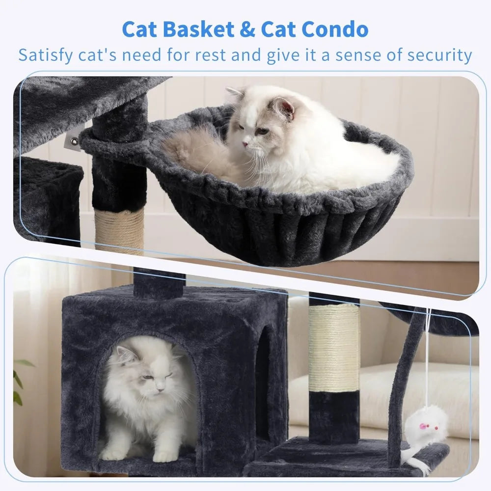 Nbvcx Indoor Cat Tree With Hammock And Sisal Scratching Posts
