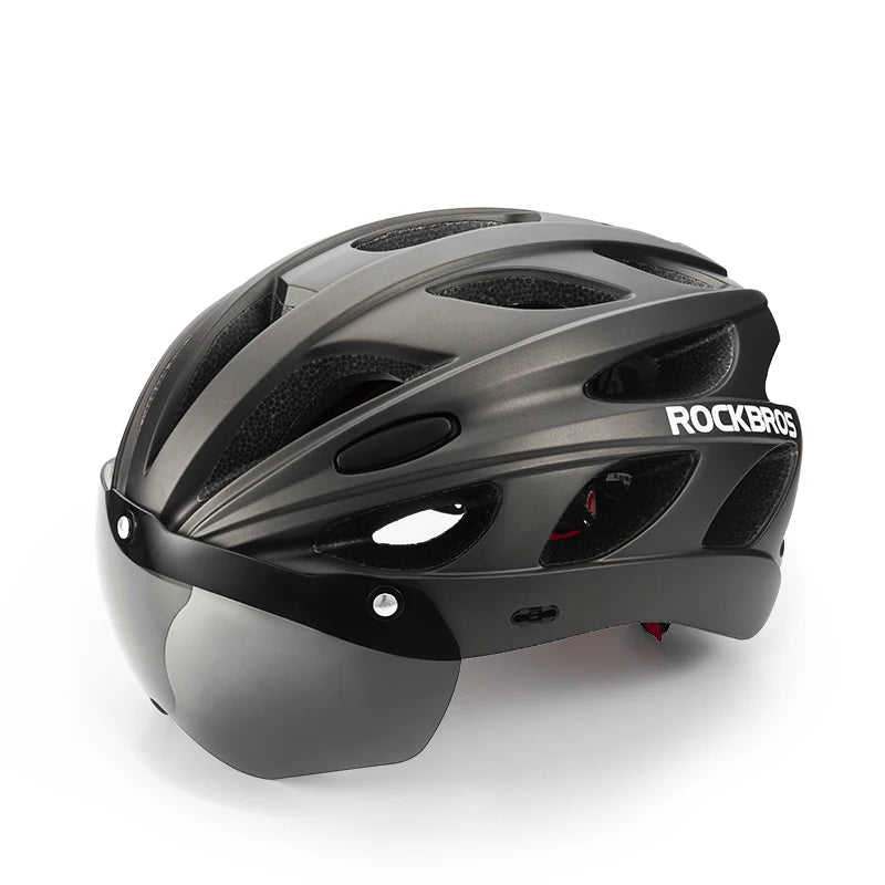 Rockbros Lightweight Cycling Helmet With Integrated Goggles For Road Biking
