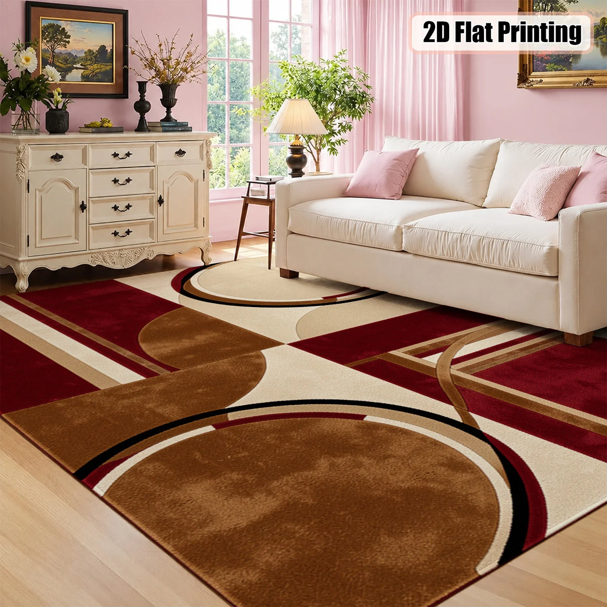 Geometric Abstract Machine Washable Velvet Area Rug for Home