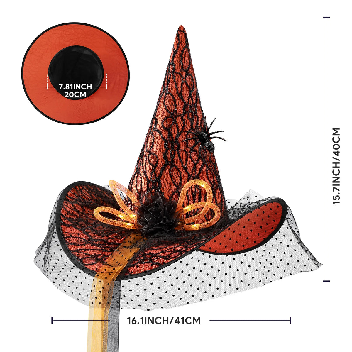 Womens Halloween Witch Hat With Lace And Decorative Accents Outfit Accessory