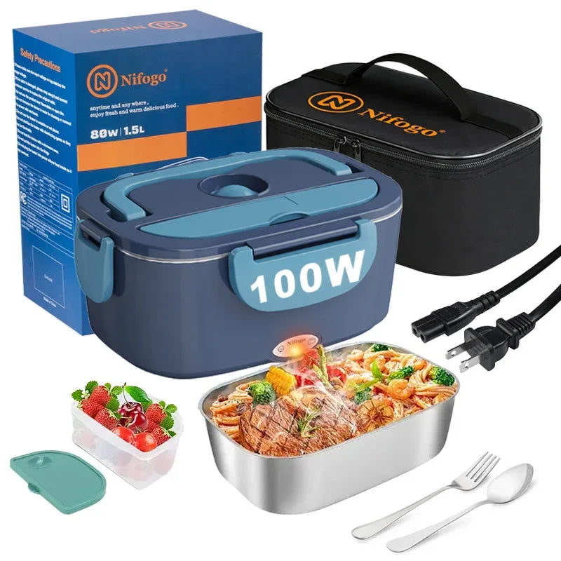 Portable Electric Heating Lunch Box With Stainless Steel Food Warmer