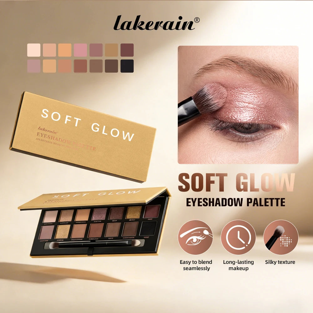 Lakerain Soft Glow Eyeshadow Palette Matte Shimmer Long Lasting