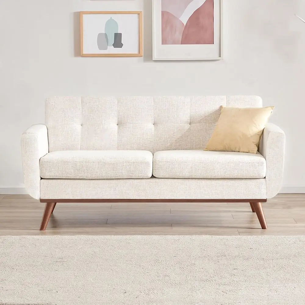 Modern Boucle Loveseat Sofa Button Tufted Upholstered Couch