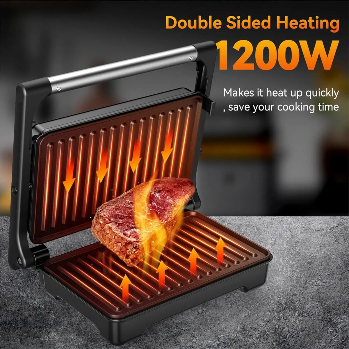 Ostba 1200W Panini Grill Press For Perfect Homemade Sandwiches