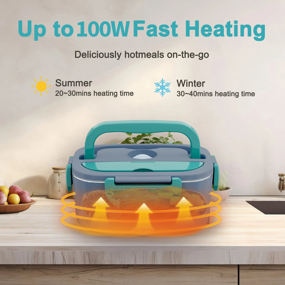 Portable Electric Heating Lunch Box With Stainless Steel Food Warmer