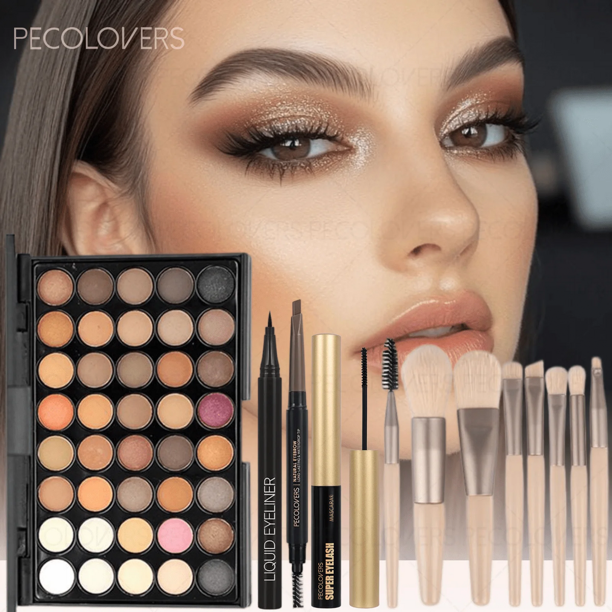 Waterproof Eye Makeup Set Eyeshadow Palette Eyeliner Mascara Brushes