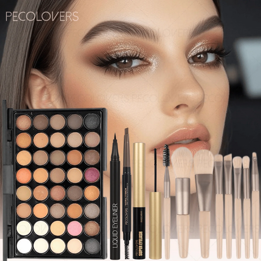 Waterproof Eye Makeup Set Eyeshadow Palette Eyeliner Mascara Brushes