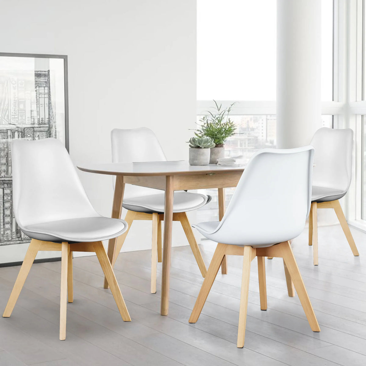JHK PU Leather Dining Chairs Wooden Frame Ergonomic Home Seating