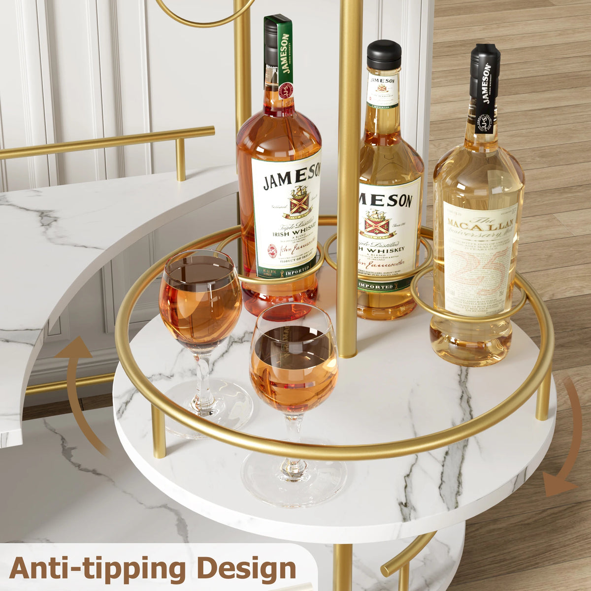 Twister.Ck 4 Tier Bar Cart With Wheels And Wine Rack