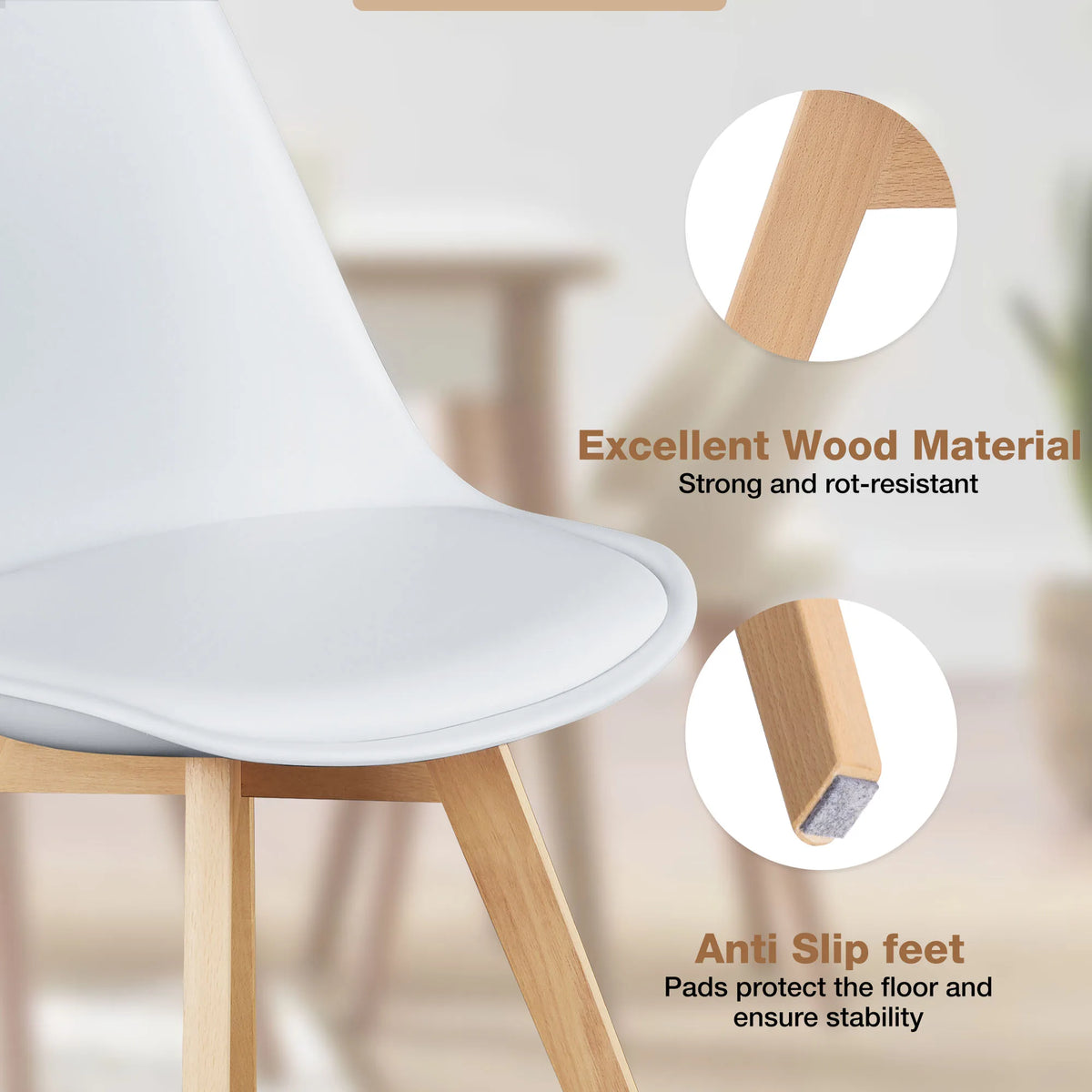JHK PU Leather Dining Chairs Wooden Frame Ergonomic Home Seating