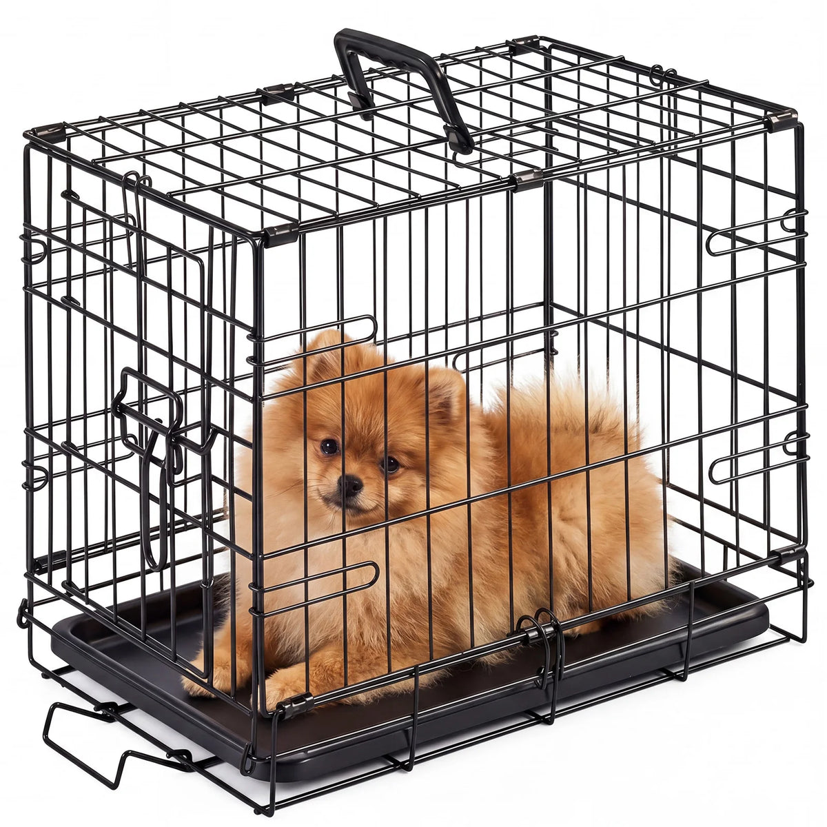 JHK Foldable Metal Dog Crate With Secure Lock Removable Tray