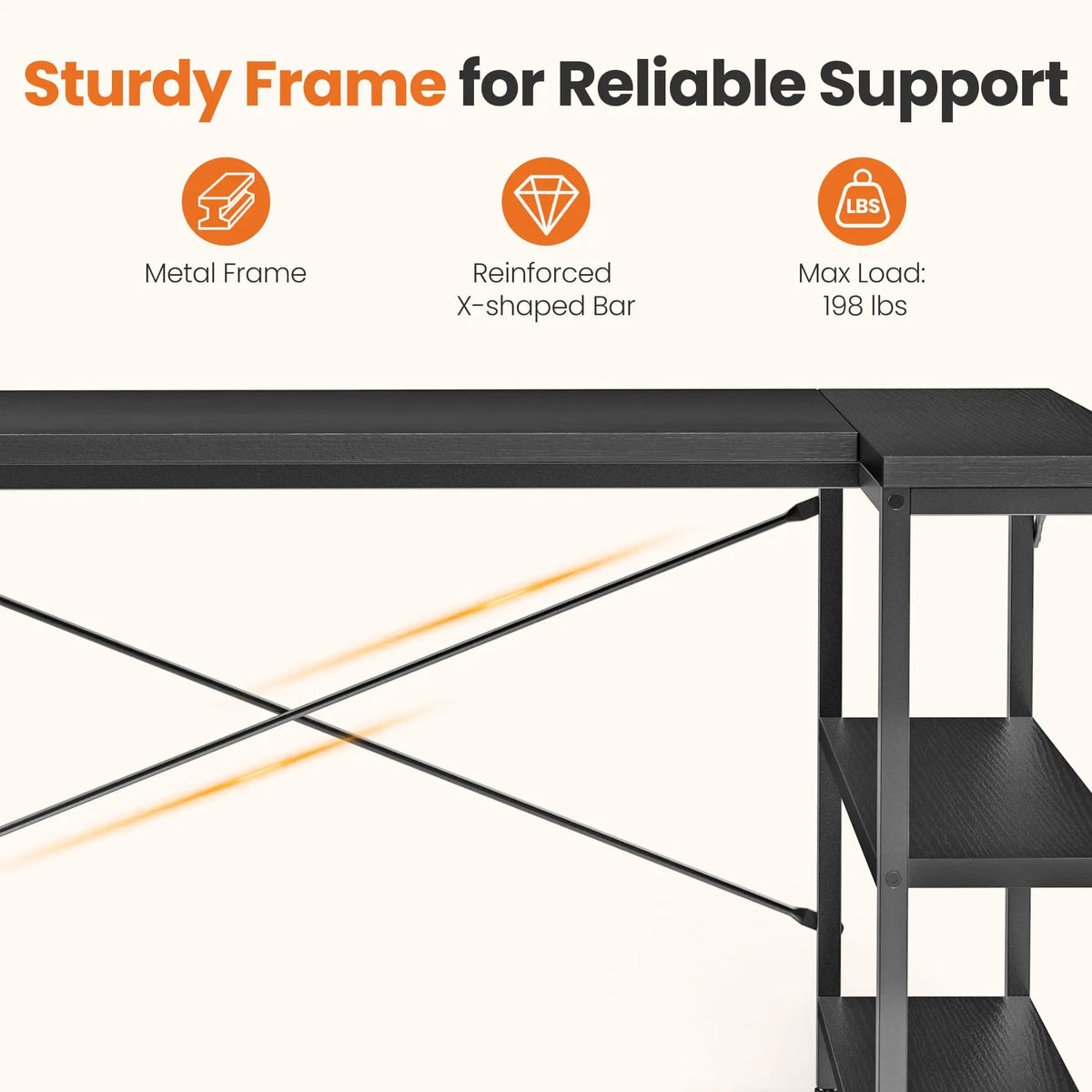 JHK L Shaped Computer Desk With Reversible Storage Shelves