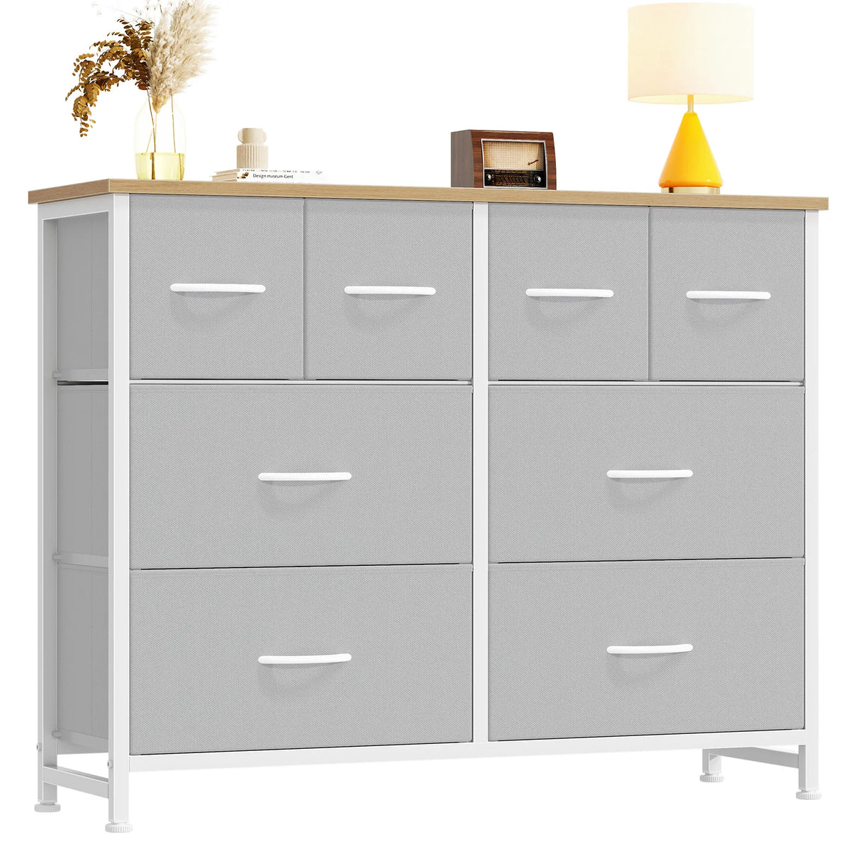 JHK Modern Fabric Drawers Dresser With Metal Frame Storage Tower