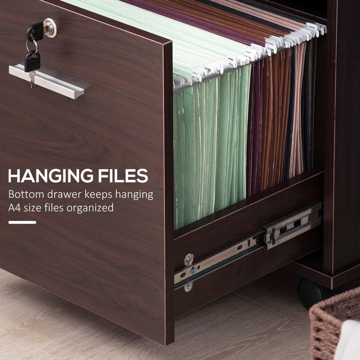 Mobile Lateral File Cabinet With Open Shelves And Utility Drawers