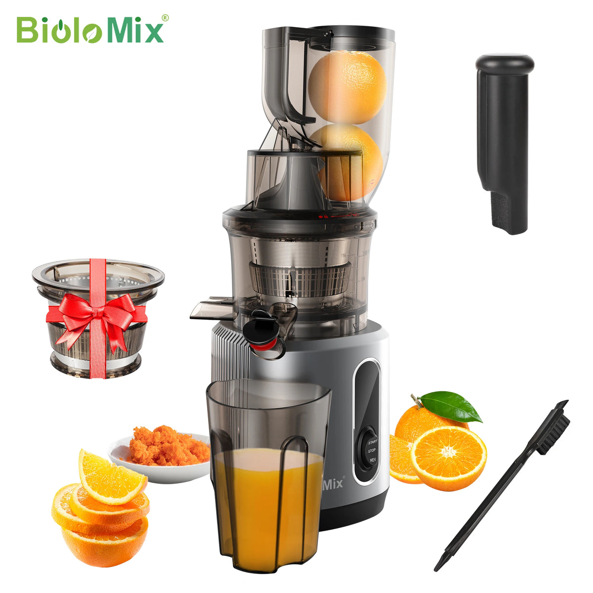 BioloMix Cold Press Juicer With 200W Motor And Wide Chute