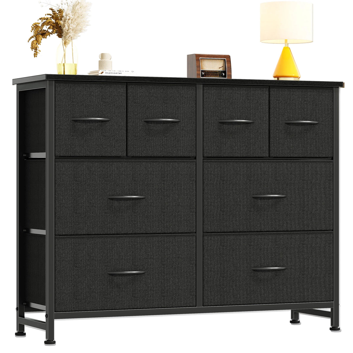 JHK Modern Fabric Drawers Dresser With Metal Frame Storage Tower
