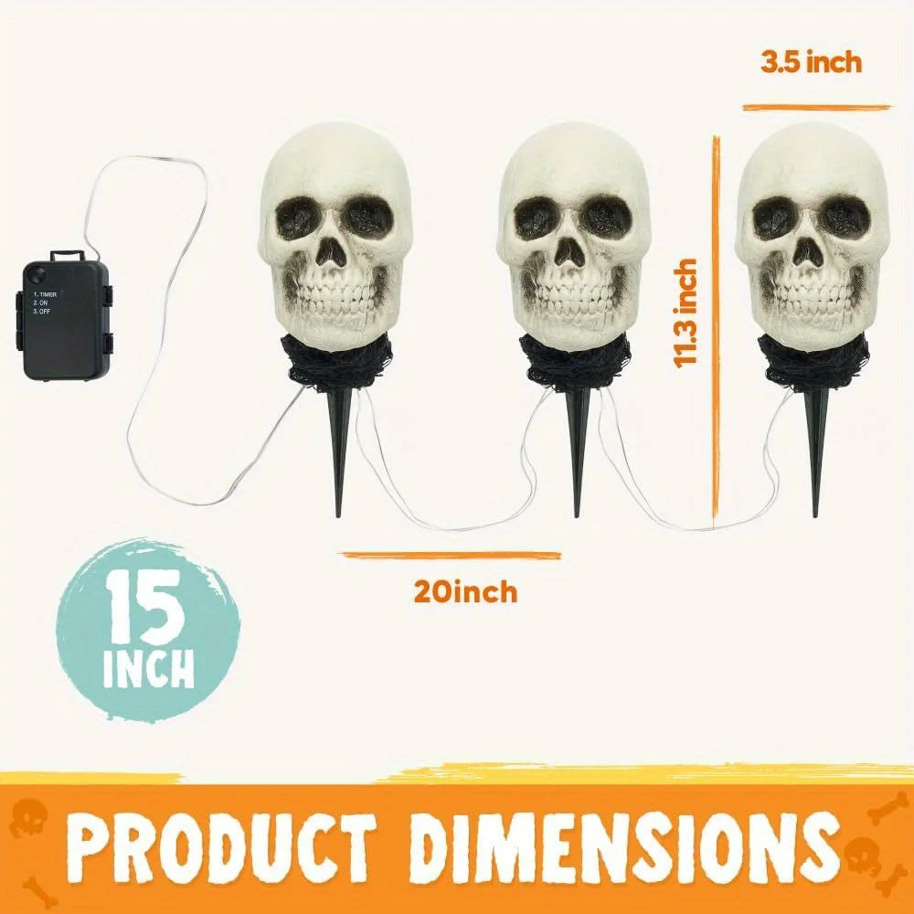 Light Up Halloween Skeleton Skull Stakes Outdoor Lawn Decorations