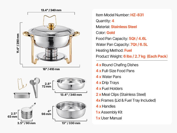 SucceBuy Stainless Steel Chafing Dish Buffet Catering Warmer Set