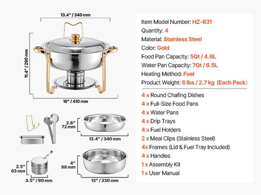 SucceBuy Stainless Steel Chafing Dish Buffet Catering Warmer Set