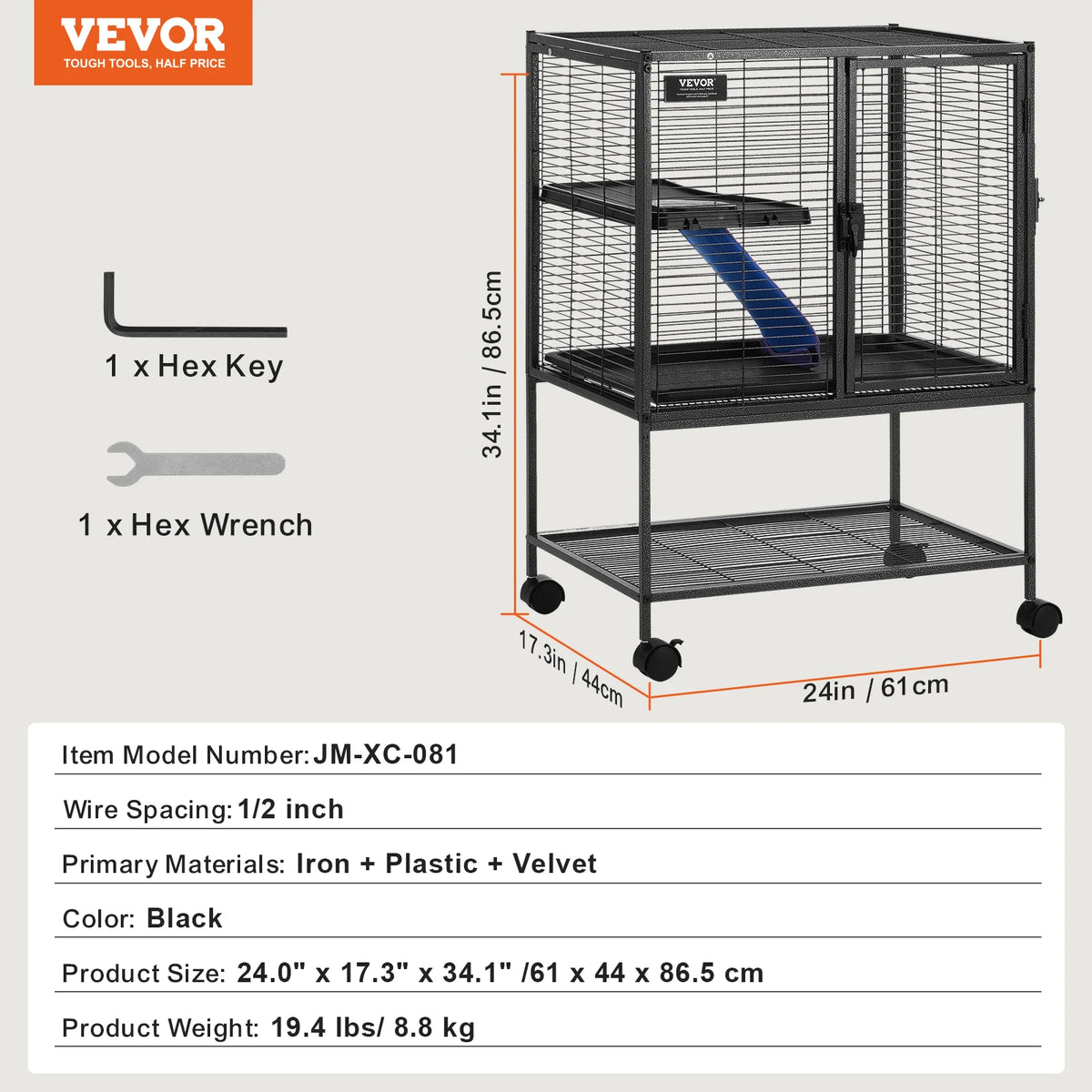 SucceBuy Rolling Metal 4 Tier Ferret Hamster Chinchilla Cage