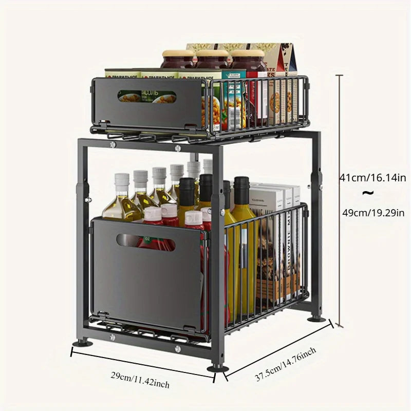 Aehome Stainless Steel Under Sink Cabinet Organizer Shelf
