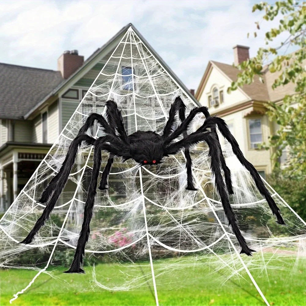 Halloween Giant Spider With Spider Web Outdoor Yard Decor