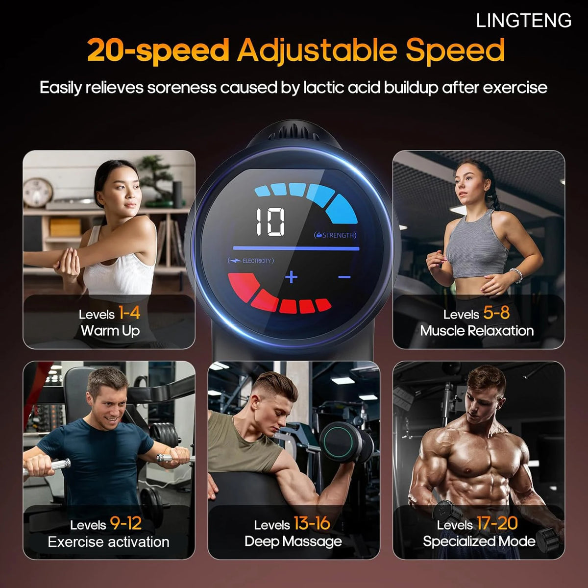 LingTENG Deep Tissue Silent Muscle Percussion Massage Gun