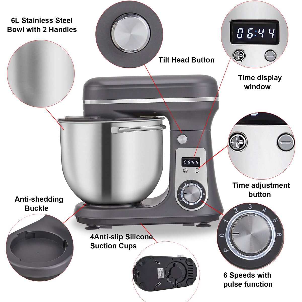Biolomix Powerful Kitchen Stand Mixer With Quiet Motor