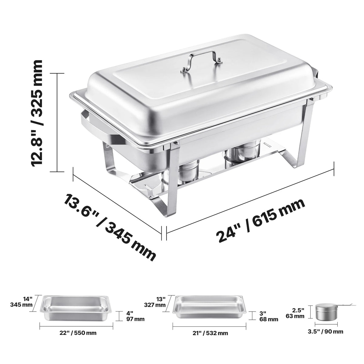 SucceBuy Stainless Steel Chafing Dish Buffet Warmer Set For Parties