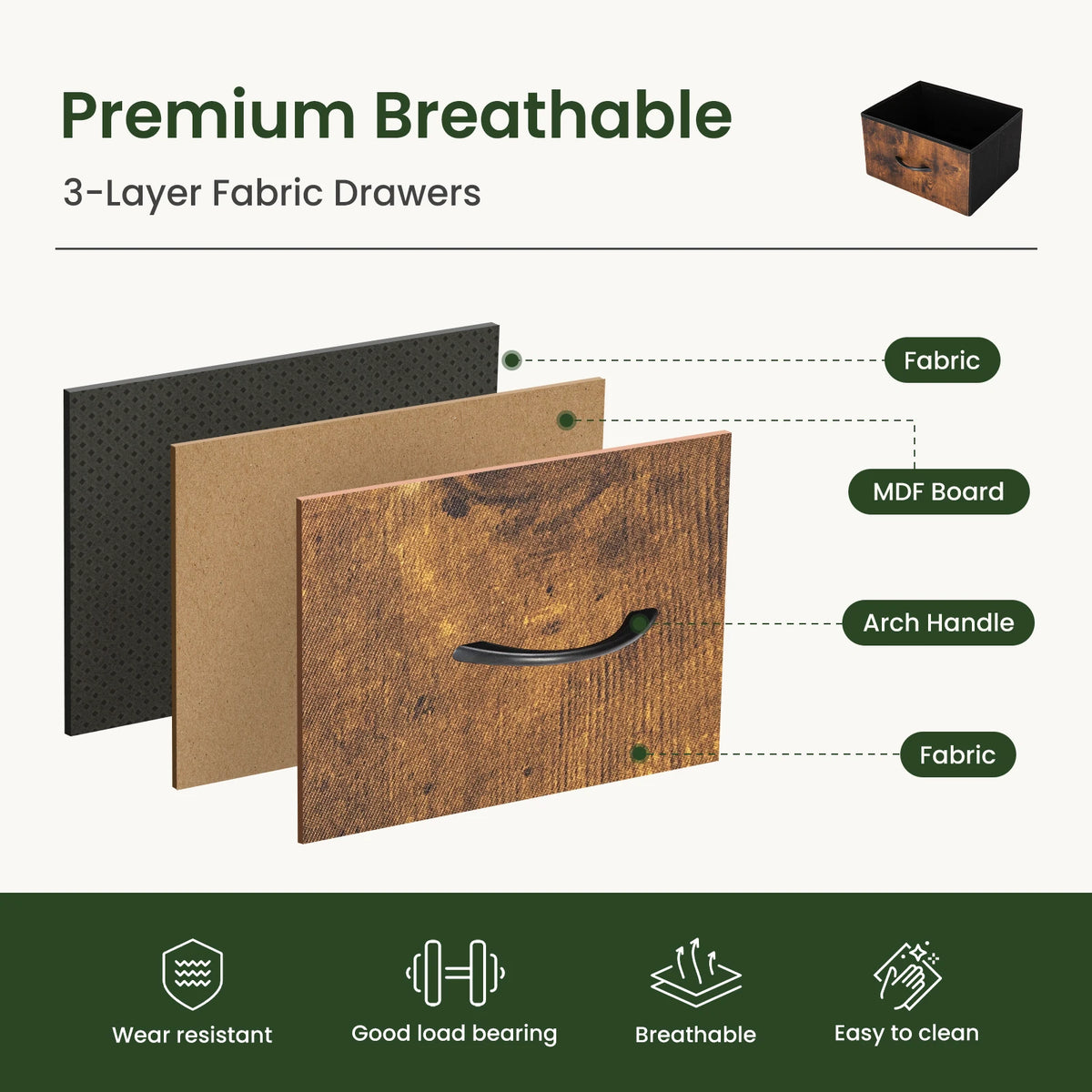JHK Mobile File Cabinet With Two Fabric Drawers And Shelf