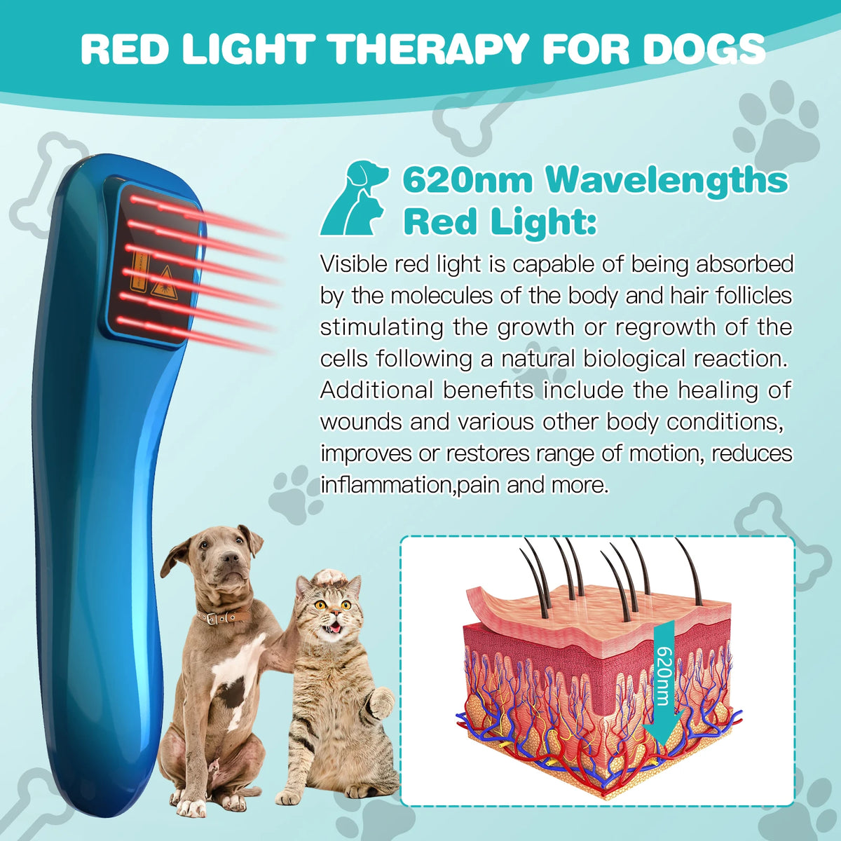 Pet Red Light Therapy Device For Cold Laser Pain Relief