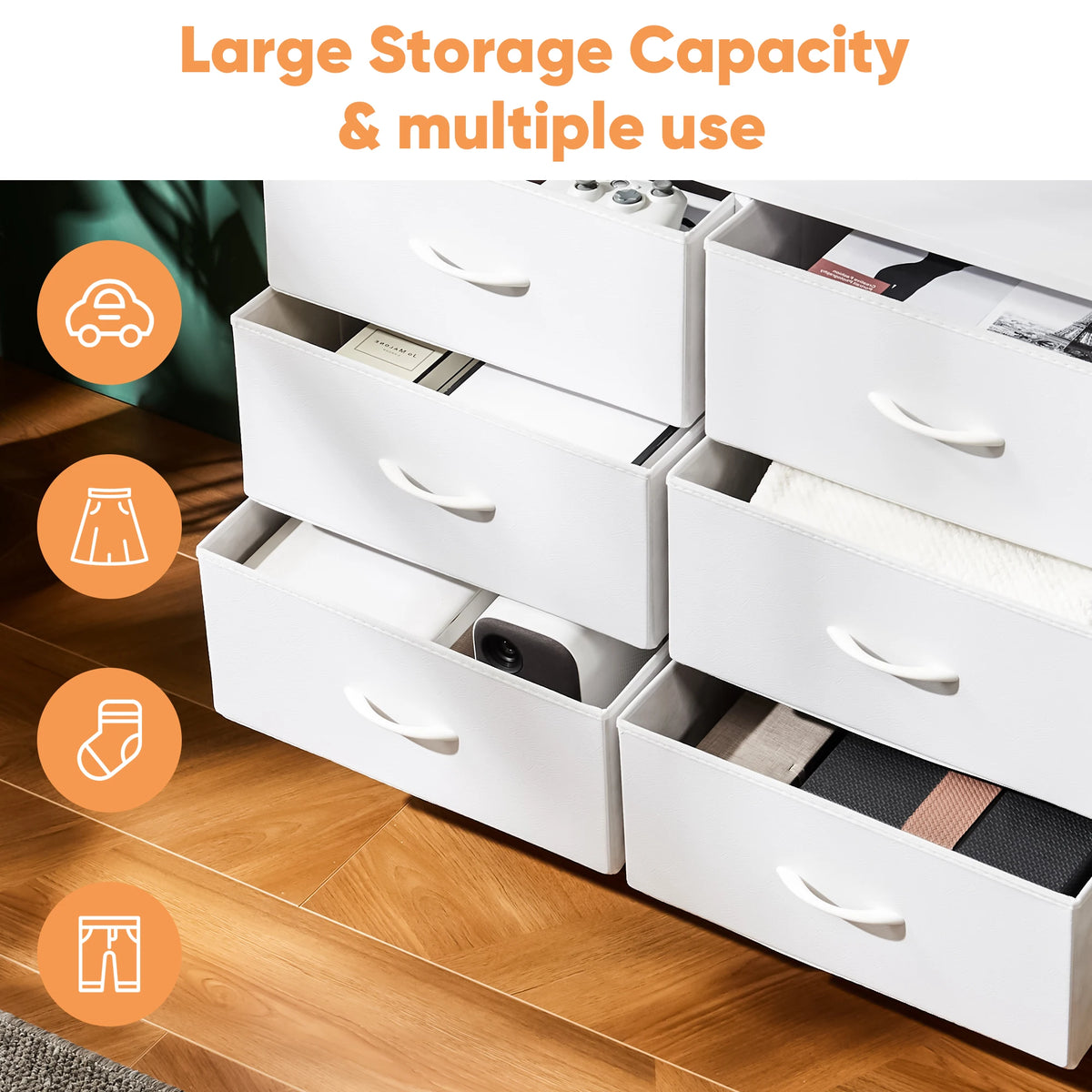JHK Eight Drawer Fabric Storage Wardrobe With Steel Frame