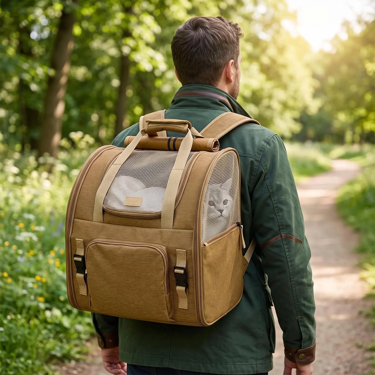 Expandable Mesh Cat Carrier Backpack With Padded Straps For Travel