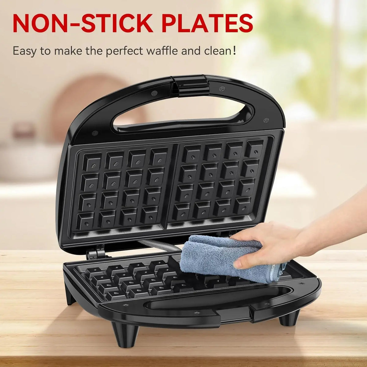 Ostba Belgian Waffle Iron With Indicator Lights And Nonstick Surface