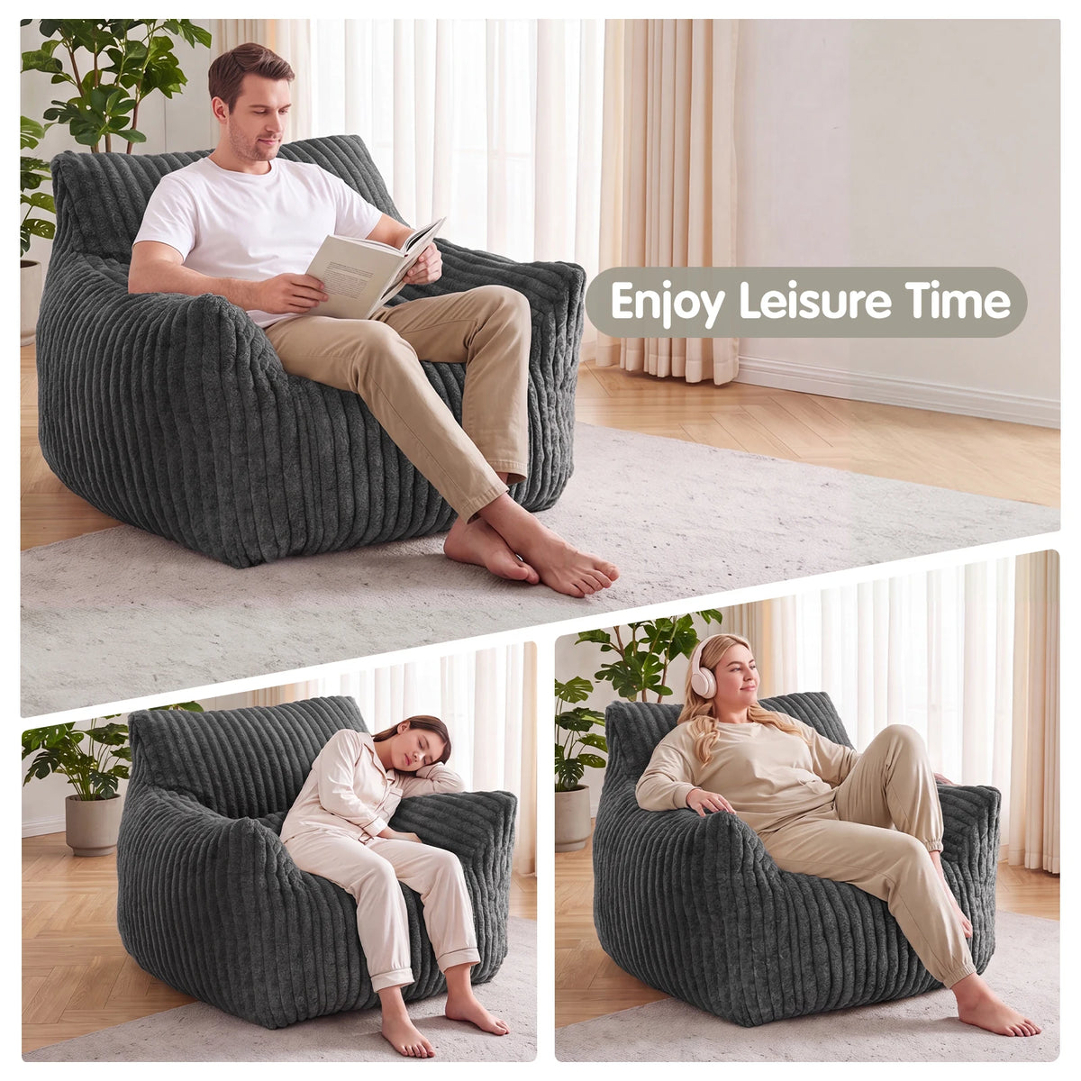 MCQ Memory Foam Bean Bag Sofa Recliner For Living Rooms