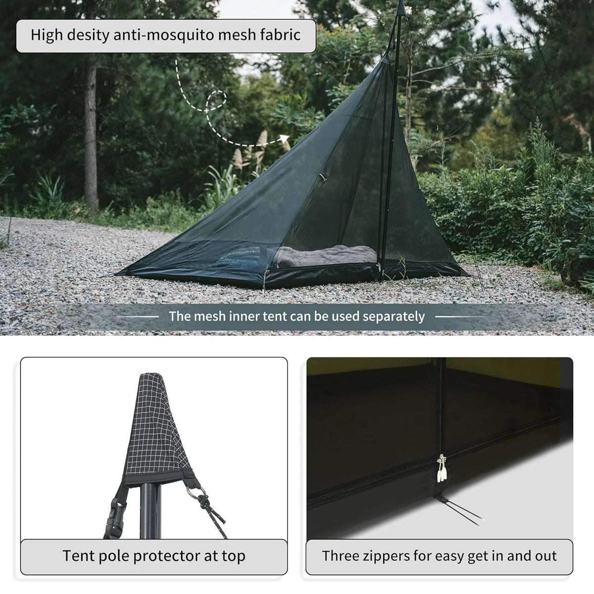 Naturehike Double Layer Chimney Camping Tent With Flame Retardant Tipi