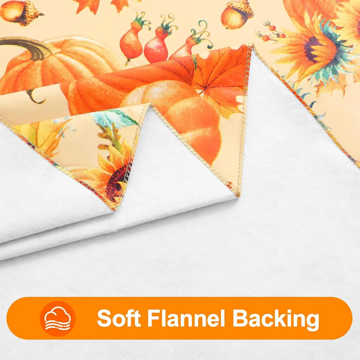 Waterproof PVC Fitted Tablecloth With Floral Pumpkin Christmas Pattern