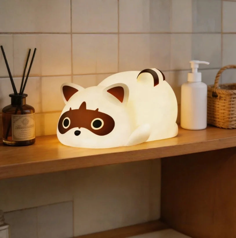 Rechargeable Silicone Raccoon Night Light With Three Dimmable Modes