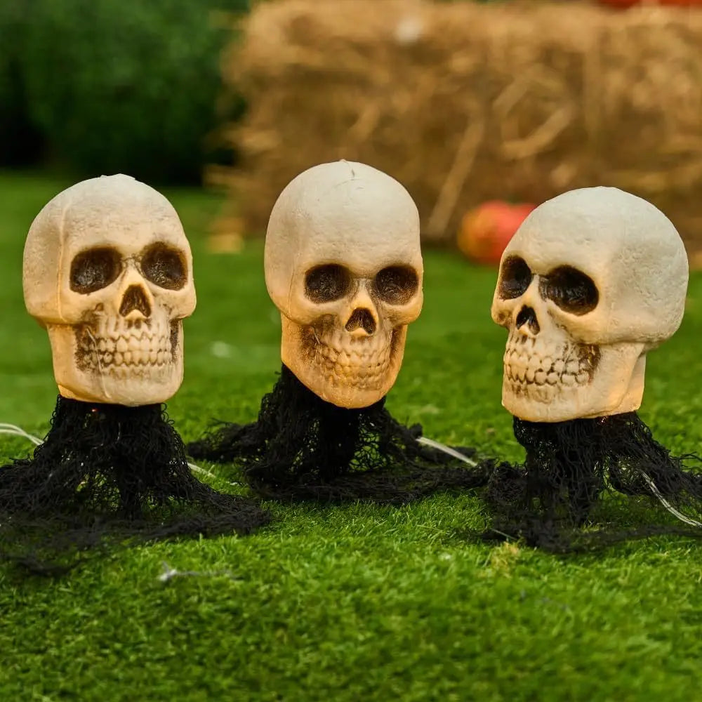 Light Up Halloween Skeleton Skull Stakes Outdoor Lawn Decorations