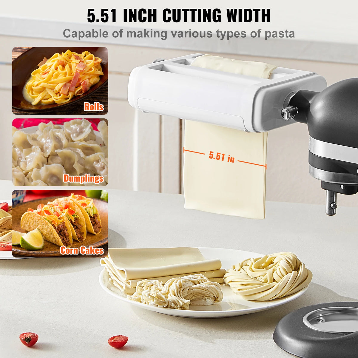 SucceBuy Stainless Steel Pasta Roller Attachment For KitchenAid Mixer