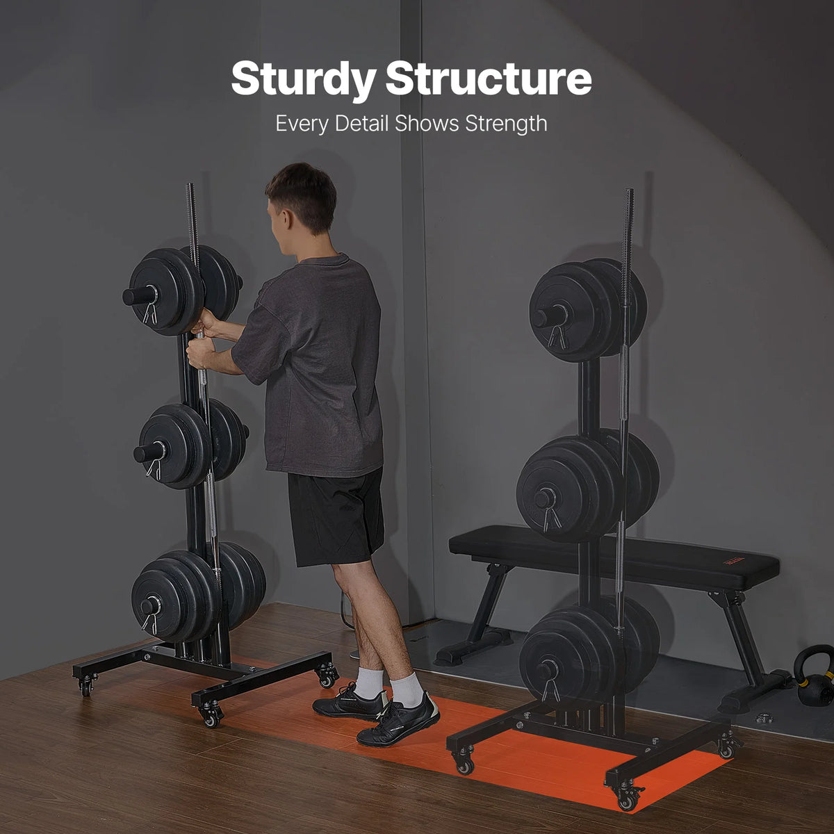 VEVOR Standard Weight Plate Rack With Wheels Gym Storage Stand