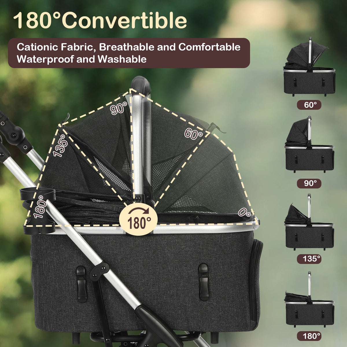 Lightweight Portable Pet Stroller With Quick Fold And Swivel Wheels
