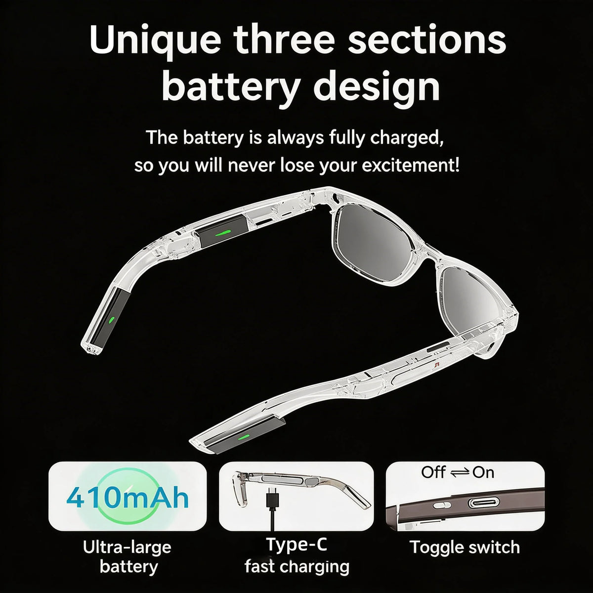 WO 4K AI Smart Camera Glasses With Realtime Translation