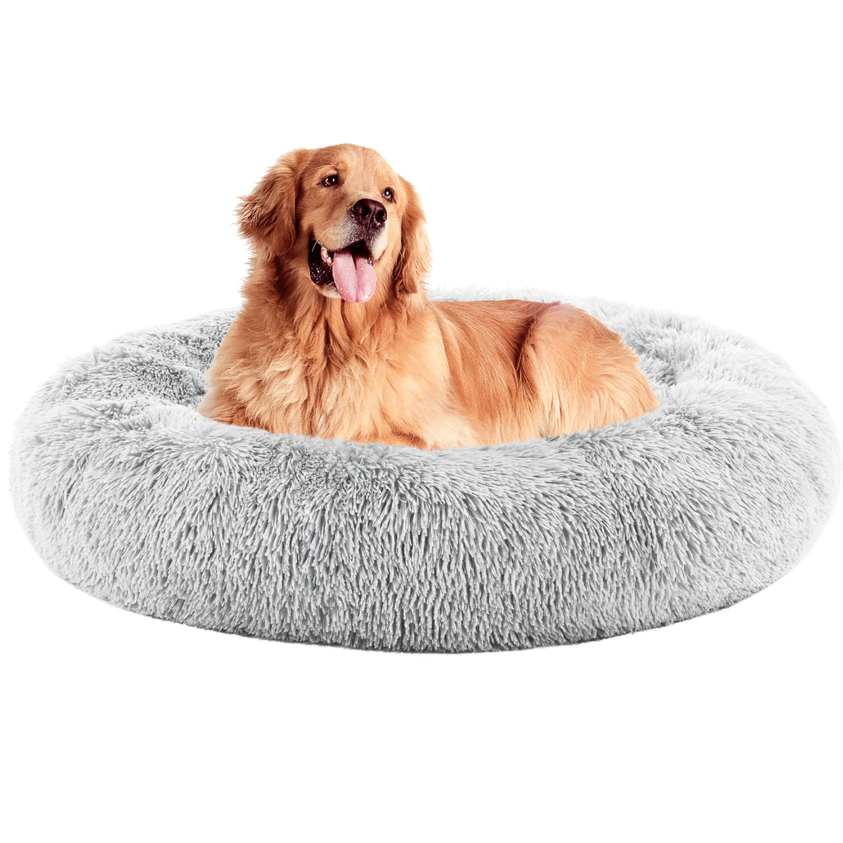 MCQ Premium Round Faux Fur Dog Bed With Cozy Interior