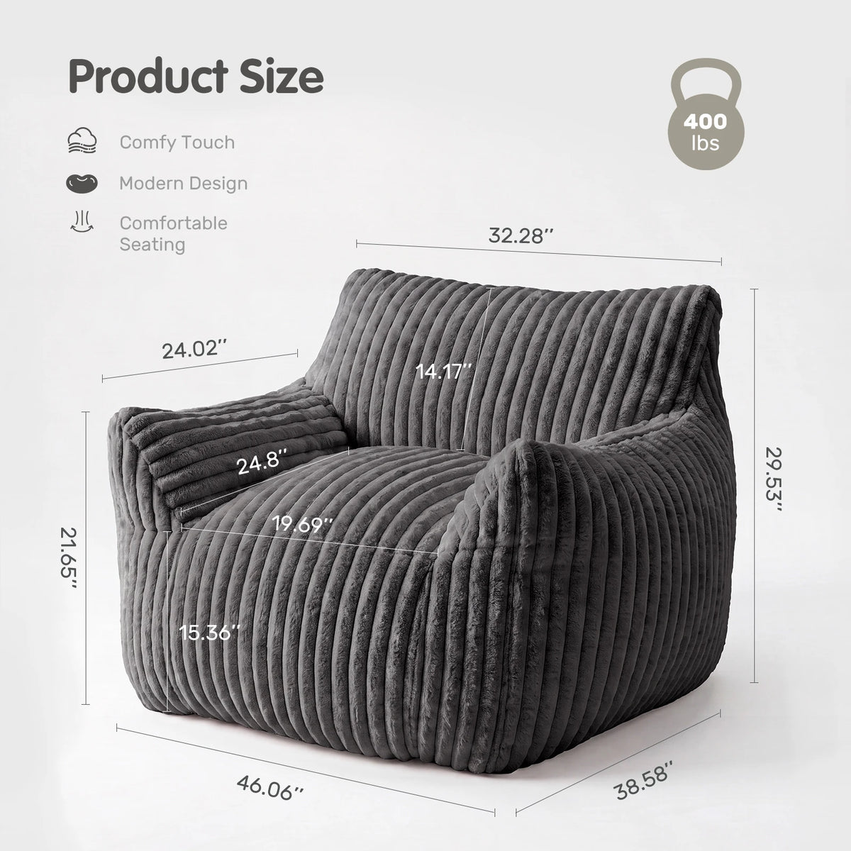 MCQ Memory Foam Bean Bag Sofa Recliner For Living Rooms