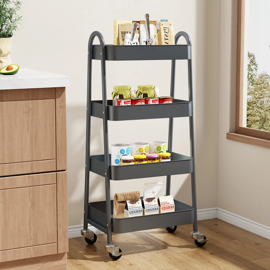 Jhk Four Tier Rolling Metal Utility Storage Cart With Casters