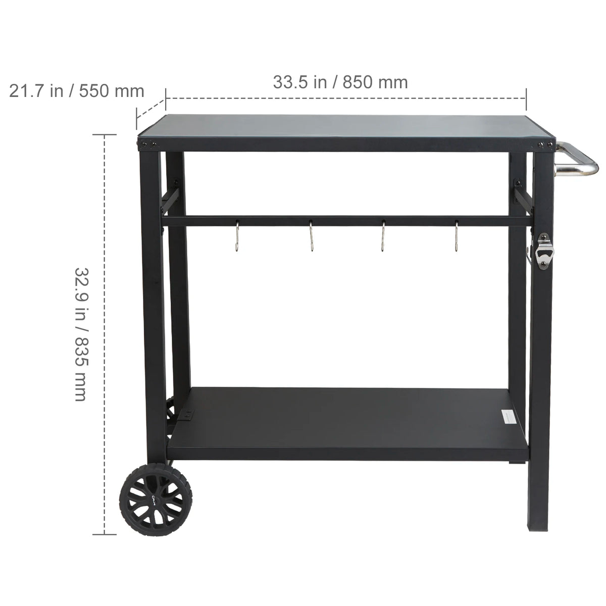 Stainless Steel Foldable Dining Cart Table With Double Shelves