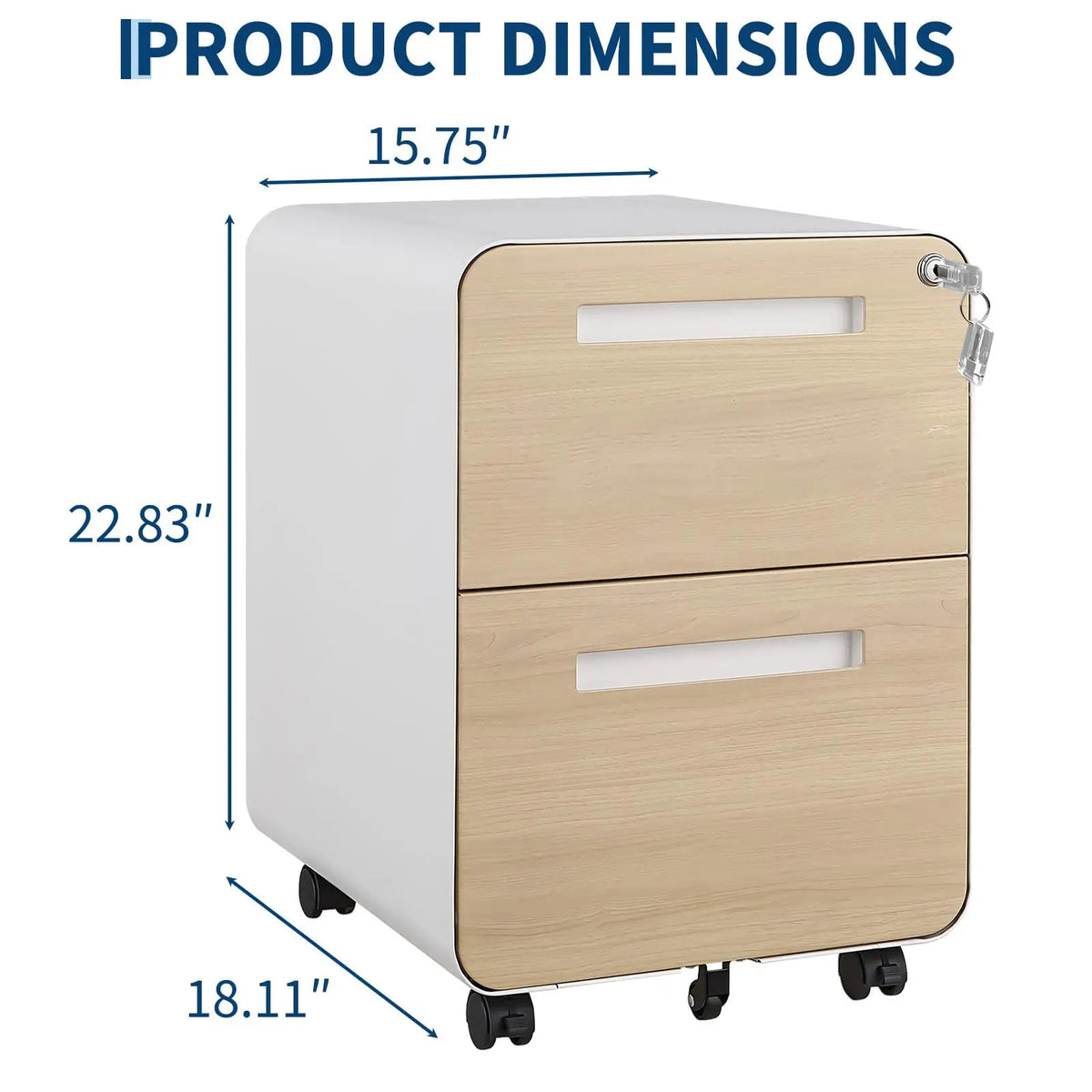 Himiss Two Drawer Rolling Metal Filing Cabinet With Lock