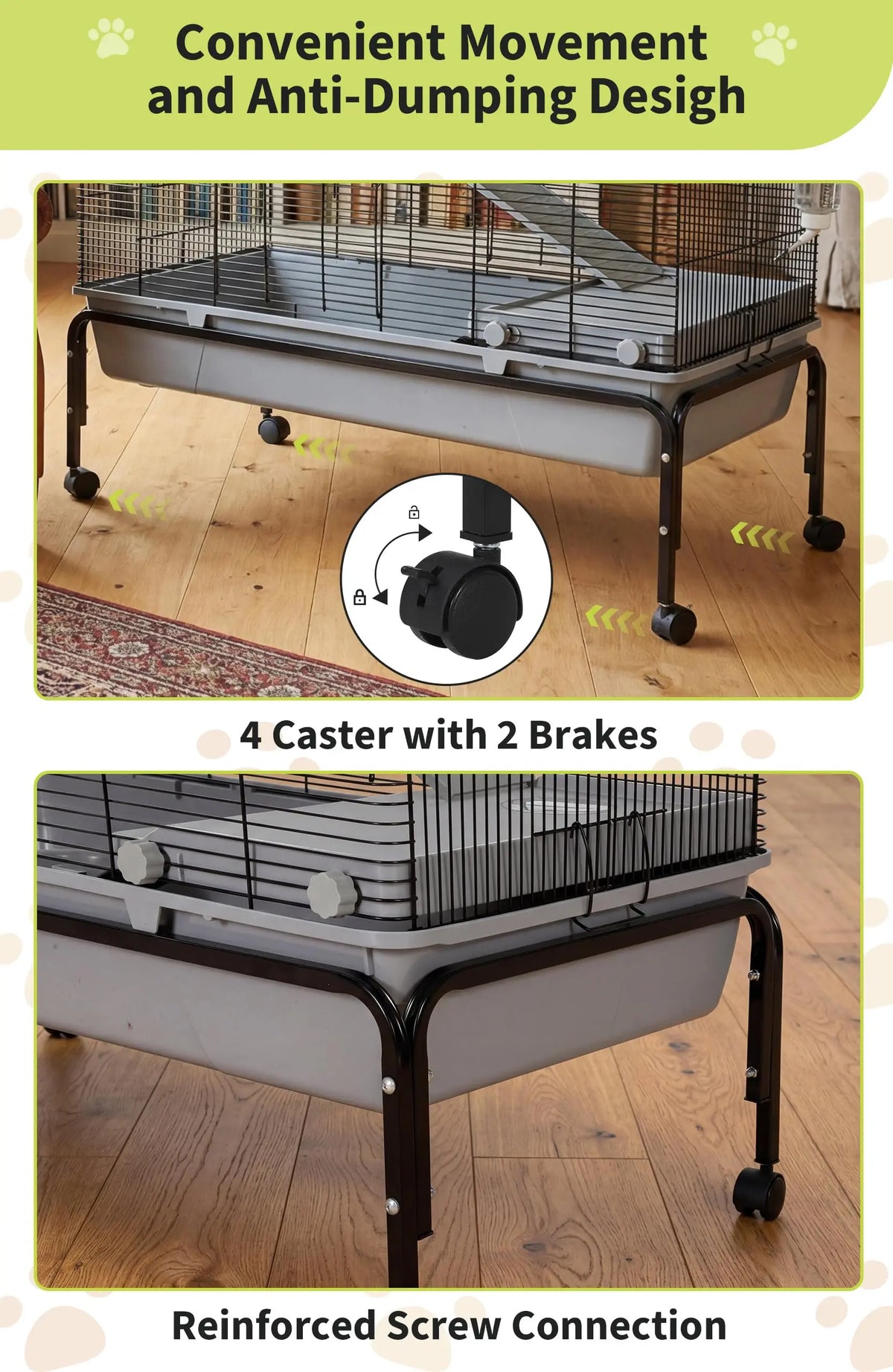 HiMISS Multi Level Small Animal Cage With Detachable Stand