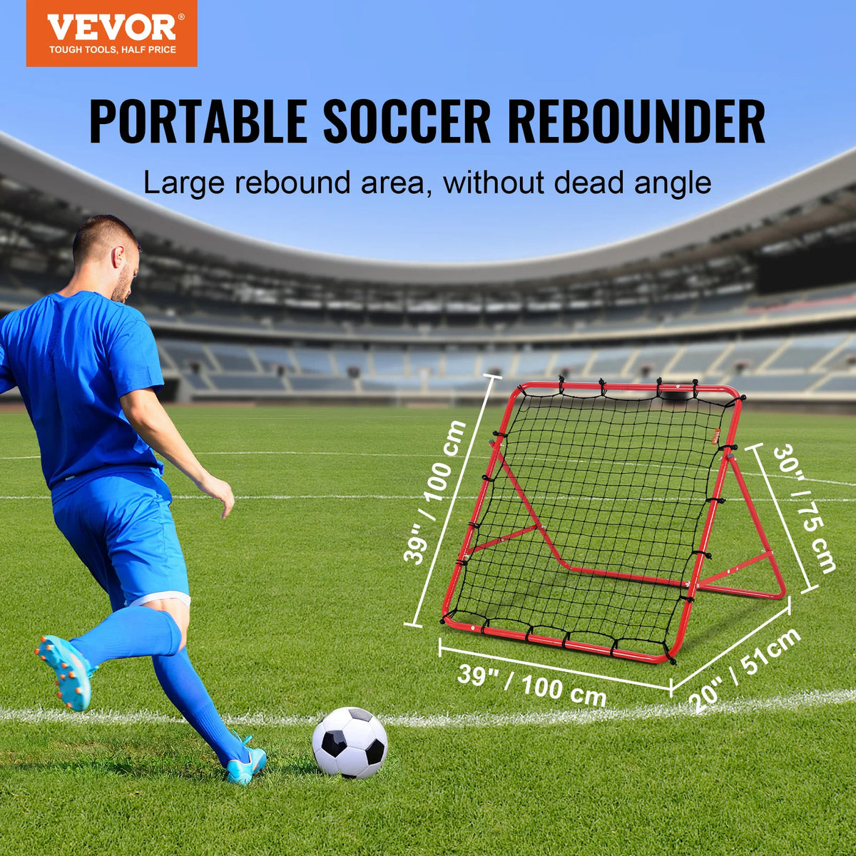 Adjustable Portable Soccer Rebounder Net Football Training Gear